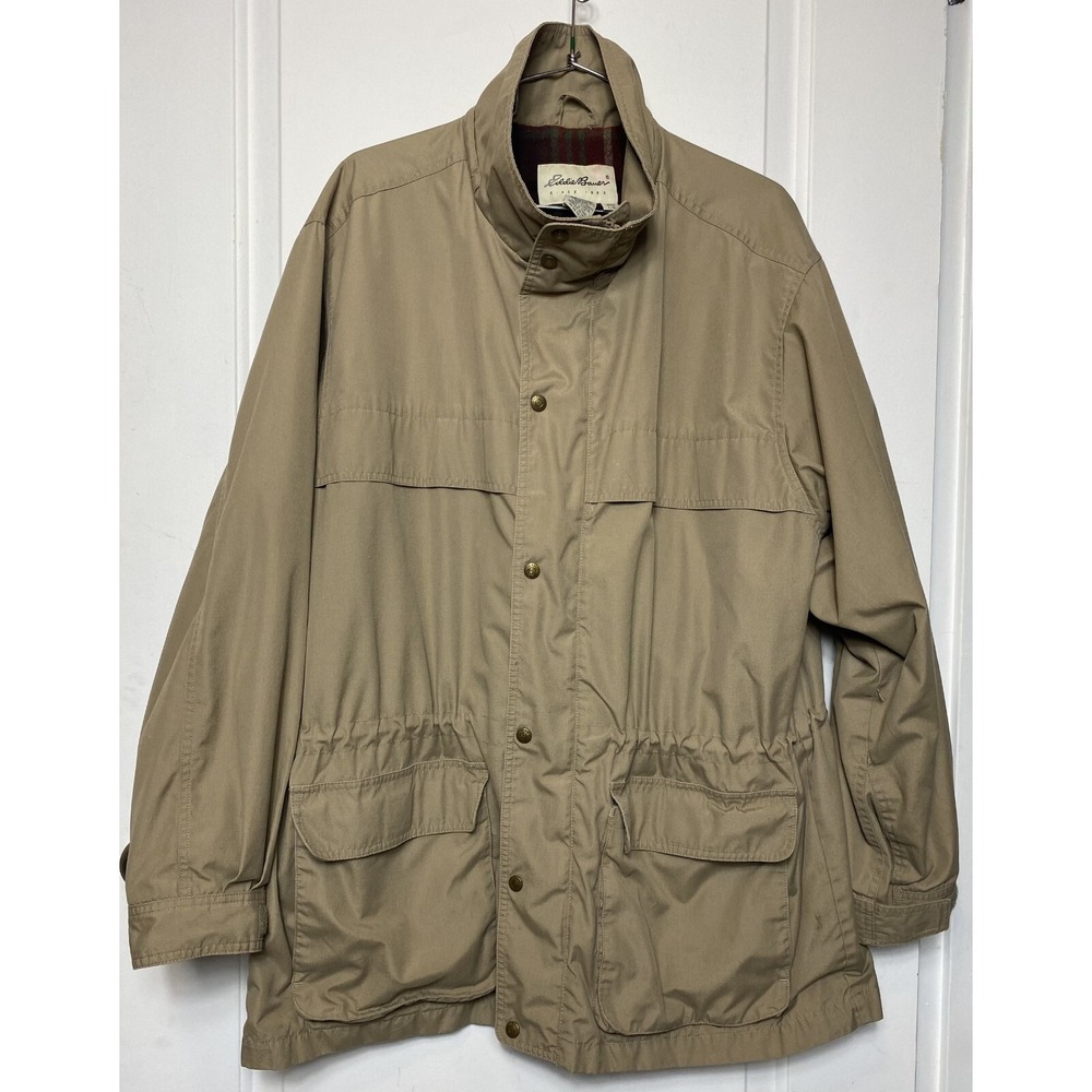Eddie Bauer Jacket Mens Large Brown Wool Lined Barn Chore Coat Field